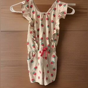 Cream Strawberry Print Romper